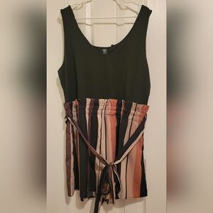 Striped Sleeveless Romper with Belt